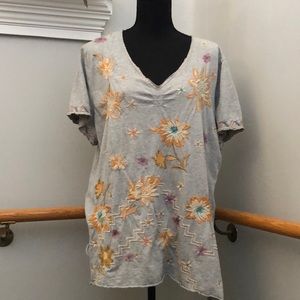 Johnny Was Cotton embroidered t-shirt XL